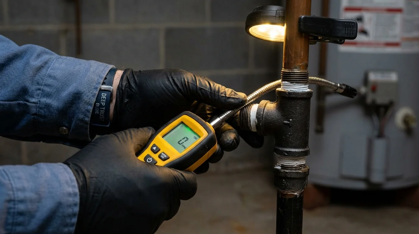 Gas leak detection with electronic sniffer by Johns Plumbing LLC in Waurika