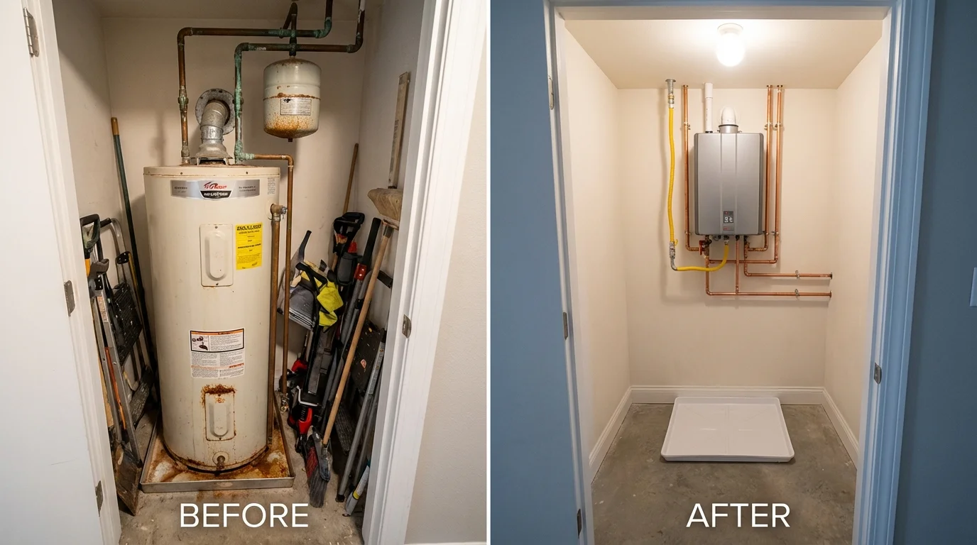 Tank water heater versus wall-mounted tankless unit comparison for Waurika, OK homeowners